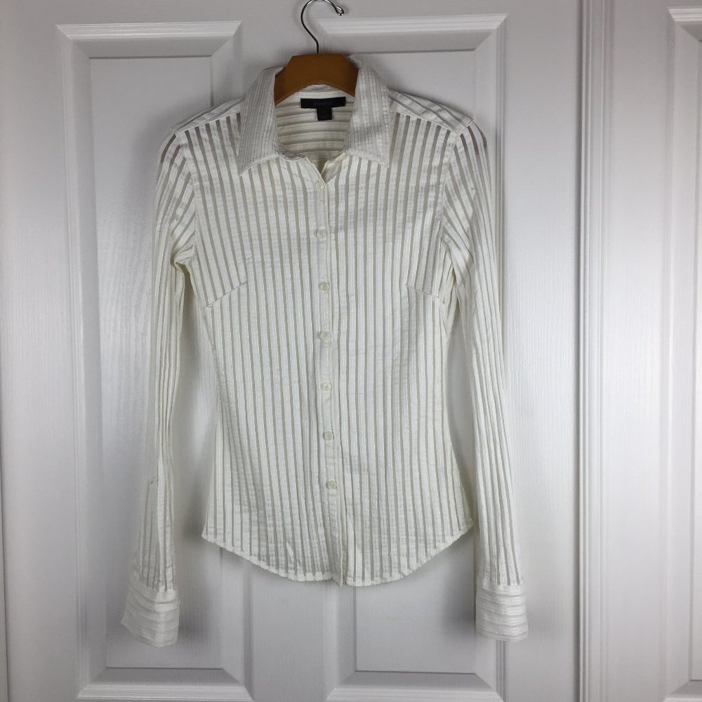 Express Medium Button Down Shimmer Thread Top - image 2